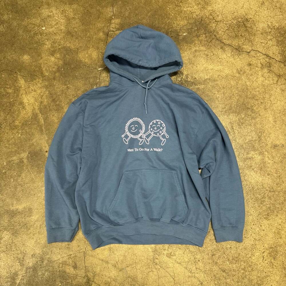 Lonely Ghost "Want To Go For A Walk?" Hoodie in Blue